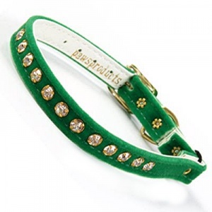 Green Velvet Diamante Cat Collar
