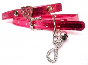 Hot Pink Swarovski Heart Cat Collar by Puchi