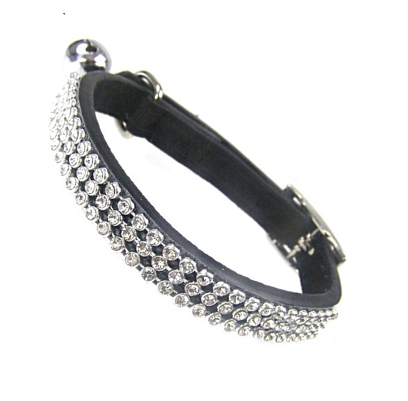 Black Diamond Jewel Leather Cat Collar