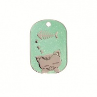 Green Sleeping Cat Glitter Cat Tag