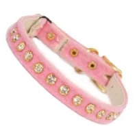 Baby Pink Velvet Diamante Cat Collar