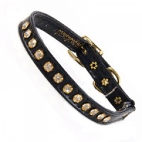 Black Leather Effect Diamante Cat Collar