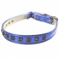 Blue Metallic Diamante Cat Collar