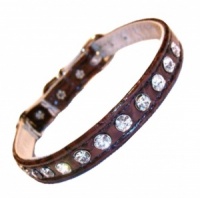 Brown Crocodile Effect Diamante Cat Collar