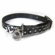 Crystal Heart Dotty Cats Collar - Black