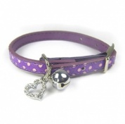 Crystal Heart Dotty Cats Collar - Purple