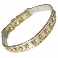Gold Metallic Diamante Cat Collar
