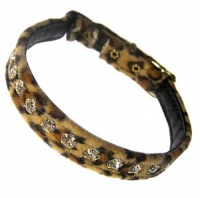Leopard Velvet Diamante Cat Collar
