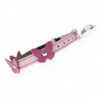 Pink Butterfly Leather Designer Cat Collar