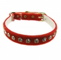 Red Velvet Diamante Cat Collar