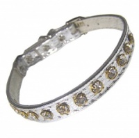 Silver Metallic Diamante Cat Collar