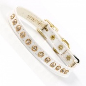 White Leather Look Diamante Cat Collar