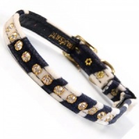 Zebra Velvet Diamante Cat Collar