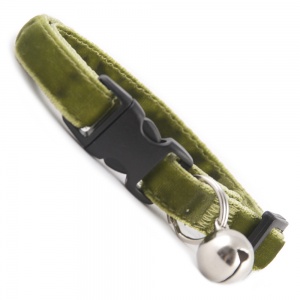 Olive Green Double Velvet Soft Cat Collar