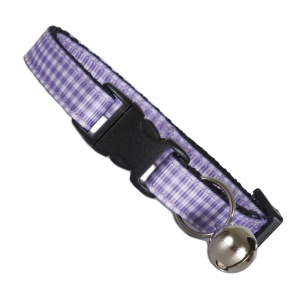 New Check Gingham Cat Collar - Purple