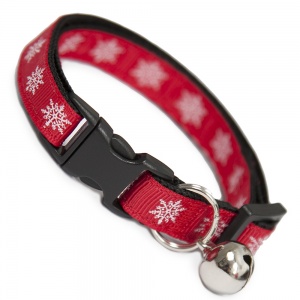 Red Snowflake Christmas Cat Collar