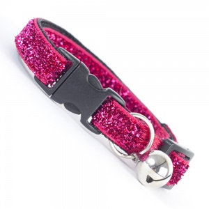 Hot Pink Glitter Velvet Cool Cat Collar