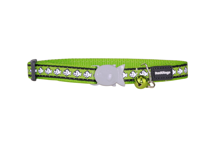 Lime Green Fish Reflective Cat Collar by Red Dingo