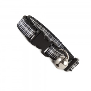 Black and White Tartan Cat Collar