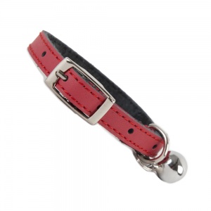 Plain Red Leather Cat Collar