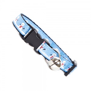 Smiley Snowman Cat Collar Blue for Christmas