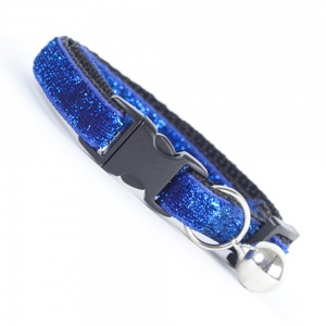 Dark Blue Glitter Velvet Cool Cat Collar