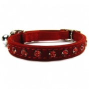 Quality Crystal Velvet Cat Collars | Red